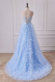 Strapless Applique Multi-Layered Prom Dress with Slit