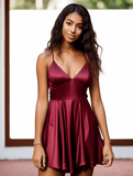 Straps A-Line Homecoming Dress with Lace-Up Back