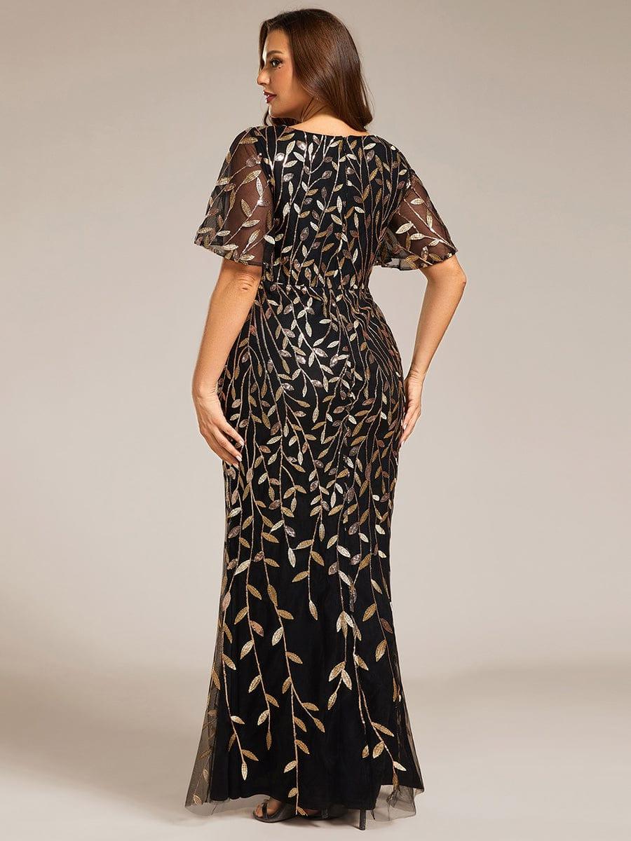 Stunning Plus Size V-Neck Sequin Applique Mermaid Evening Dress