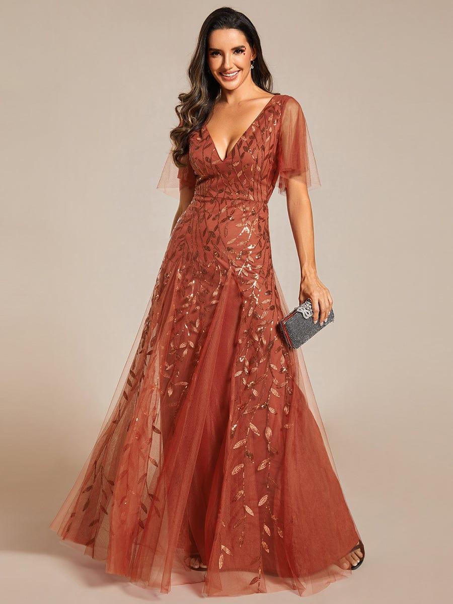 Elegant Black Sequin Evening Dress with Ruffle Sleeves