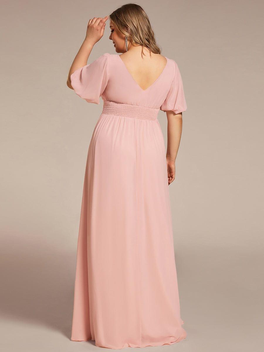 Plus Size Chiffon Slit A-Line Evening Dress with Flutter Sleeves