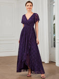 White Lace Pleated A-Line Long Formal Dress