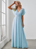 A-Line Pleated Chiffon Tie-Waist Evening Dress #color_Sky Blue