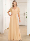 Burnt Orange A-Line Pleated Formal Dress with Belt