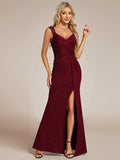 Sparkly Straps Sequin Cruise Journey Slit Evening Dress