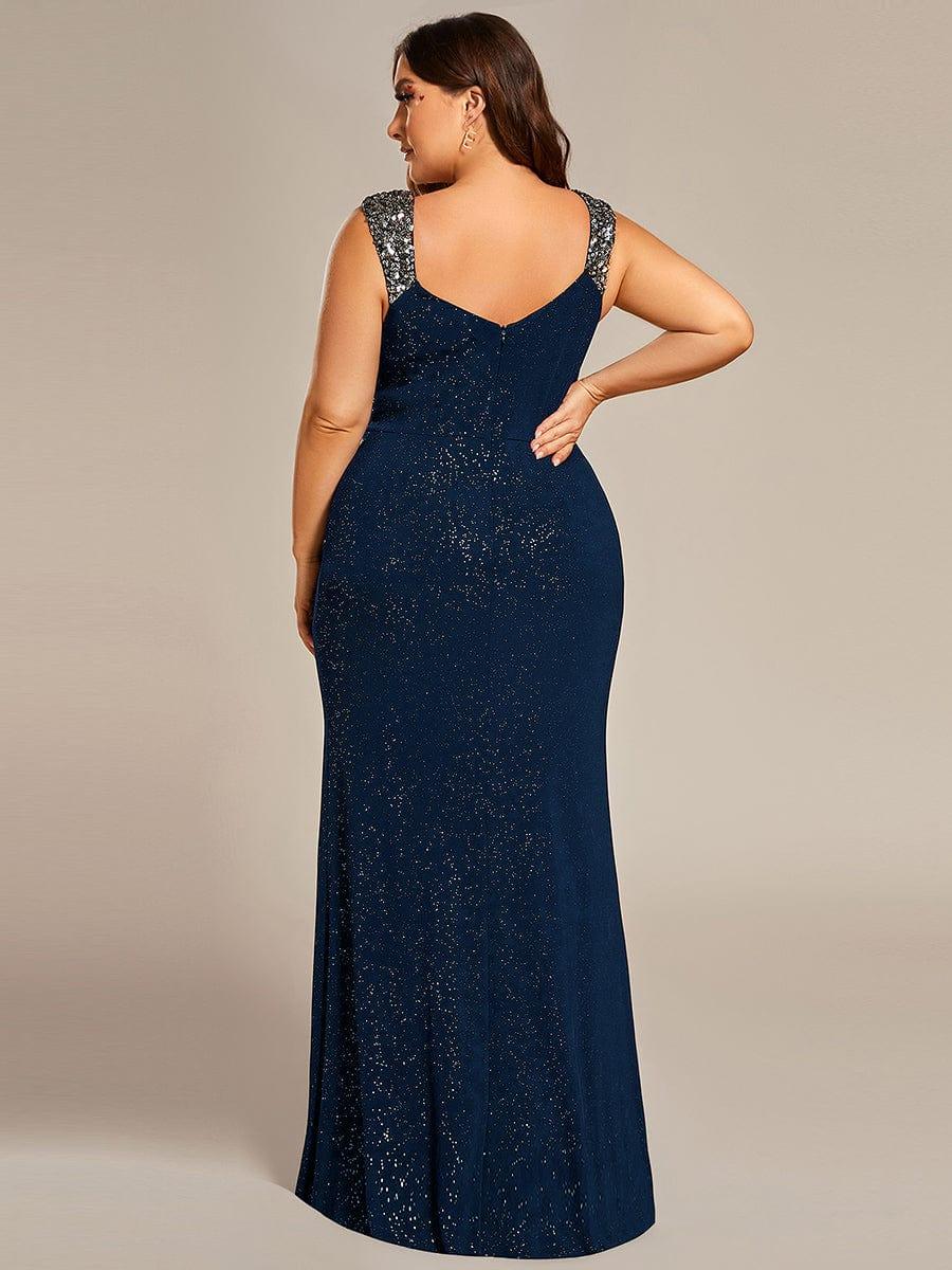 Sparkly Straps Sequin Mermaid Evening Dress with Slit