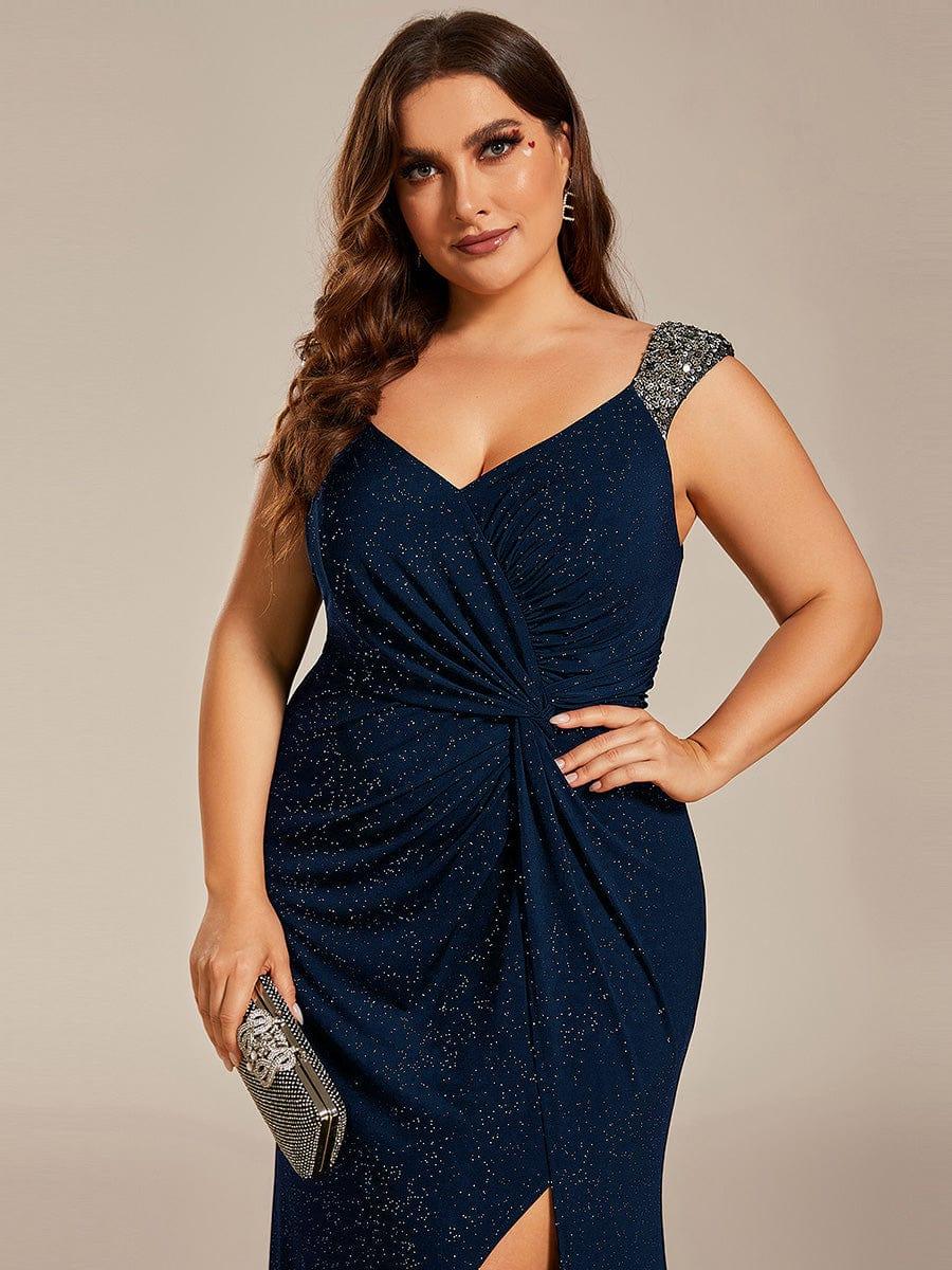 Sparkly Straps Sequin Mermaid Evening Dress with Slit