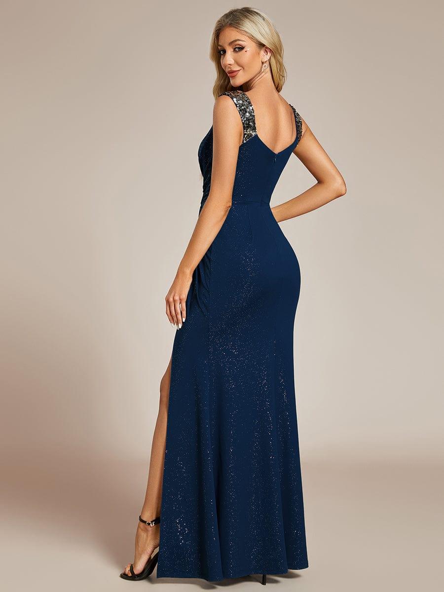 Sparkly Straps Sequin Cruise Journey Slit Evening Dress