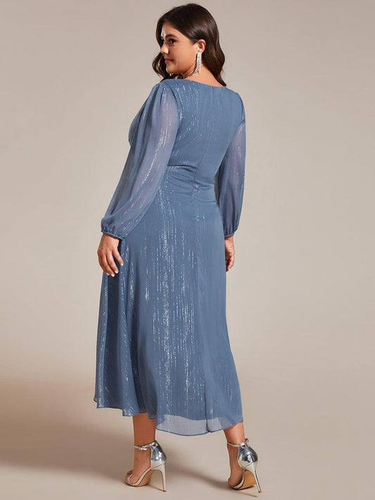 pretty EMBER|Plus Size Twist Knot Louts Leaf Long Sleeve A-Line Evening Dress