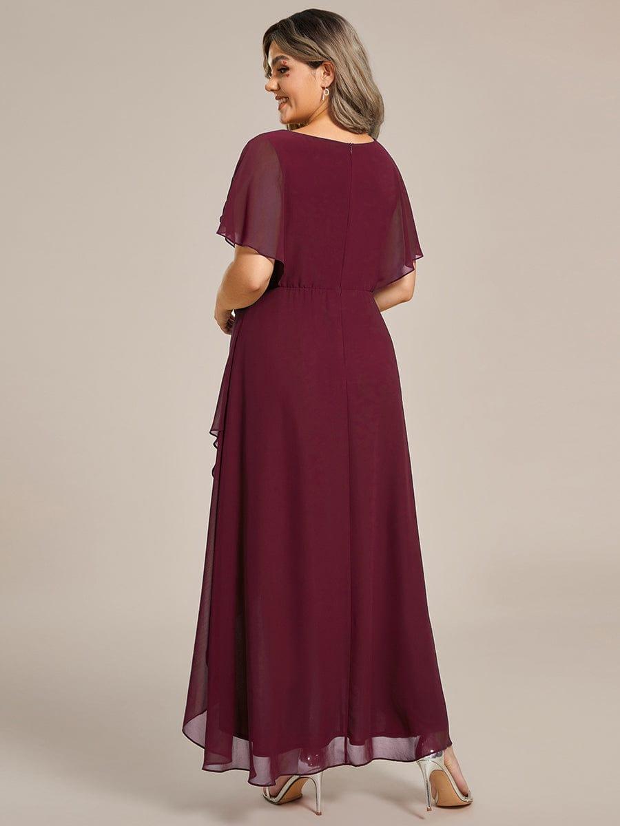 Elegant V-Neck Ruffled Chiffon Mother of the Bride Dress