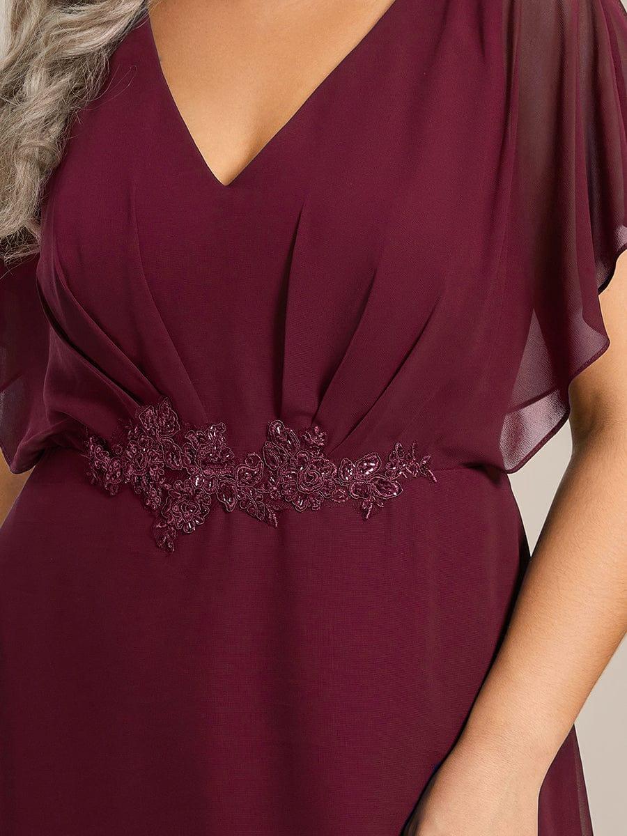 Elegant V-Neck Ruffled Chiffon Mother of the Bride Dress