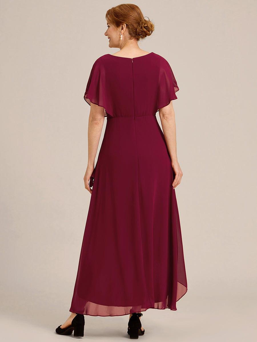 Elegant V-Neck Ruffled Chiffon Mother of the Bride Dress