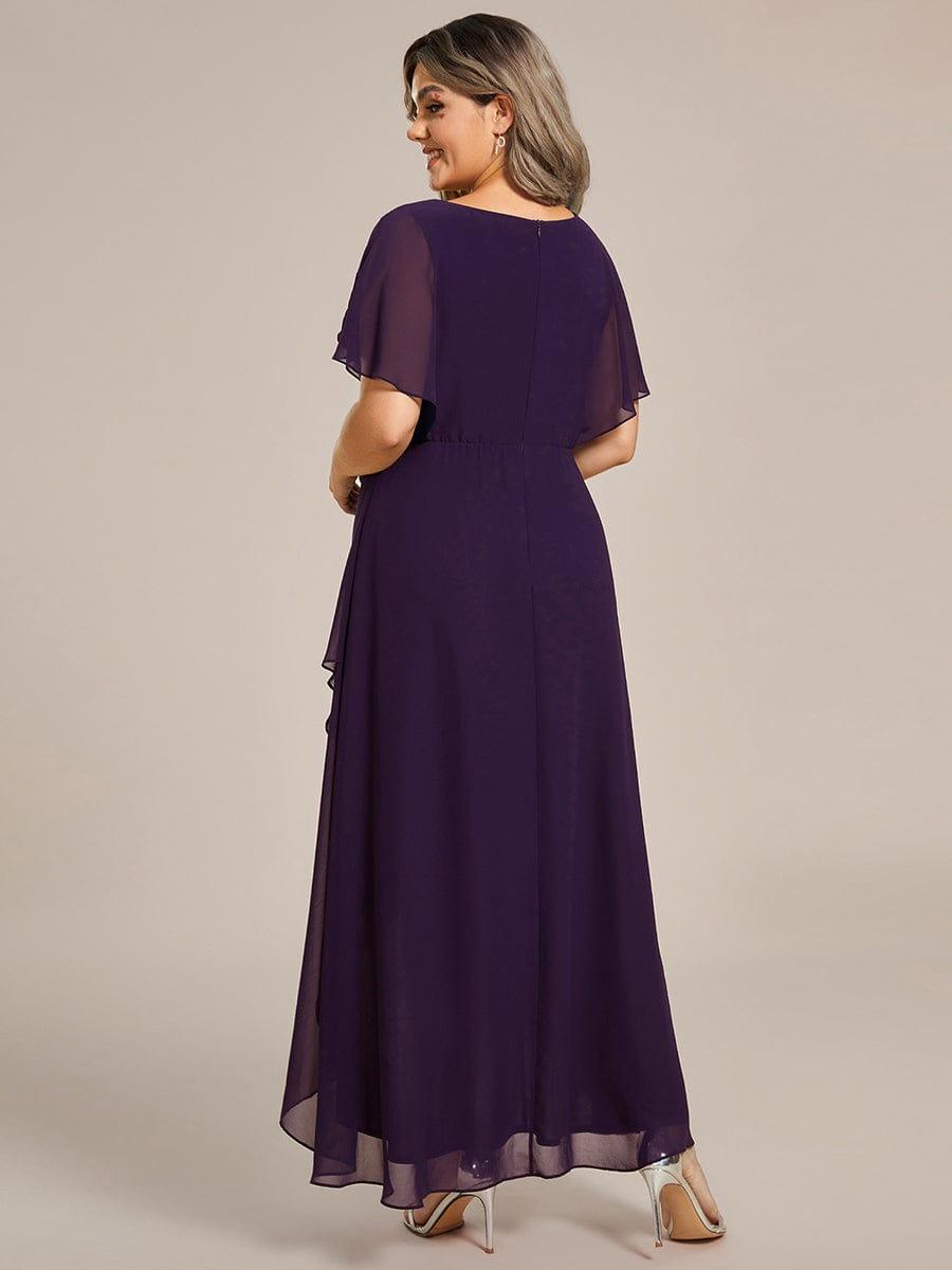 Charming V-Neck Waist Applique Formal Dress with Flutter Sleeves