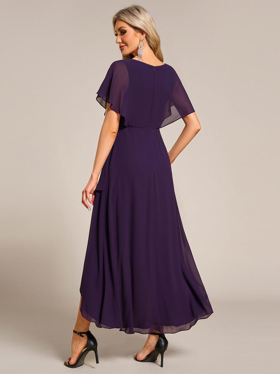 Charming V-Neck Waist Applique Formal Dress with Flutter Sleeves