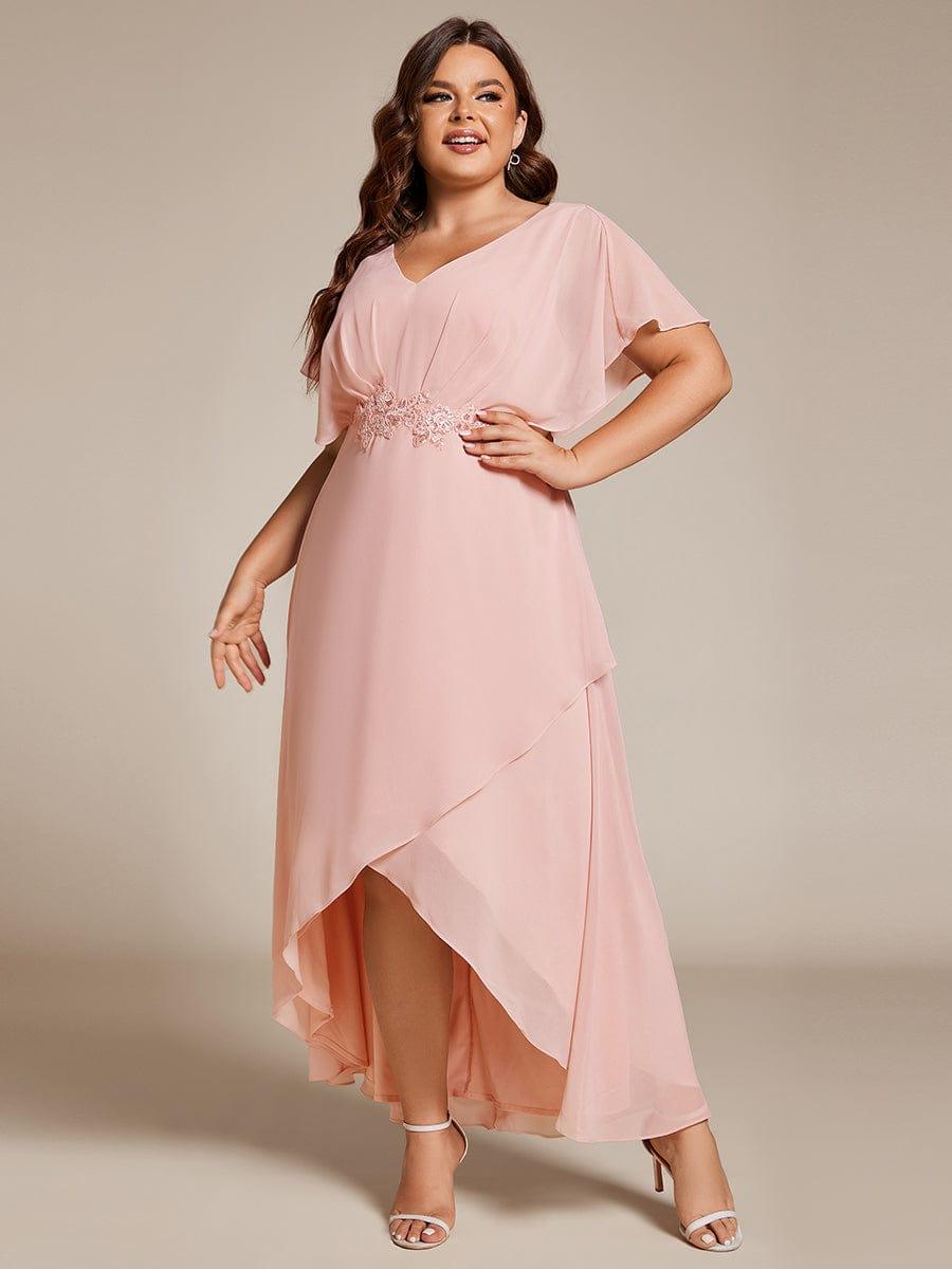 Elegant V-Neck Ruffled Chiffon Mother of the Bride Dress