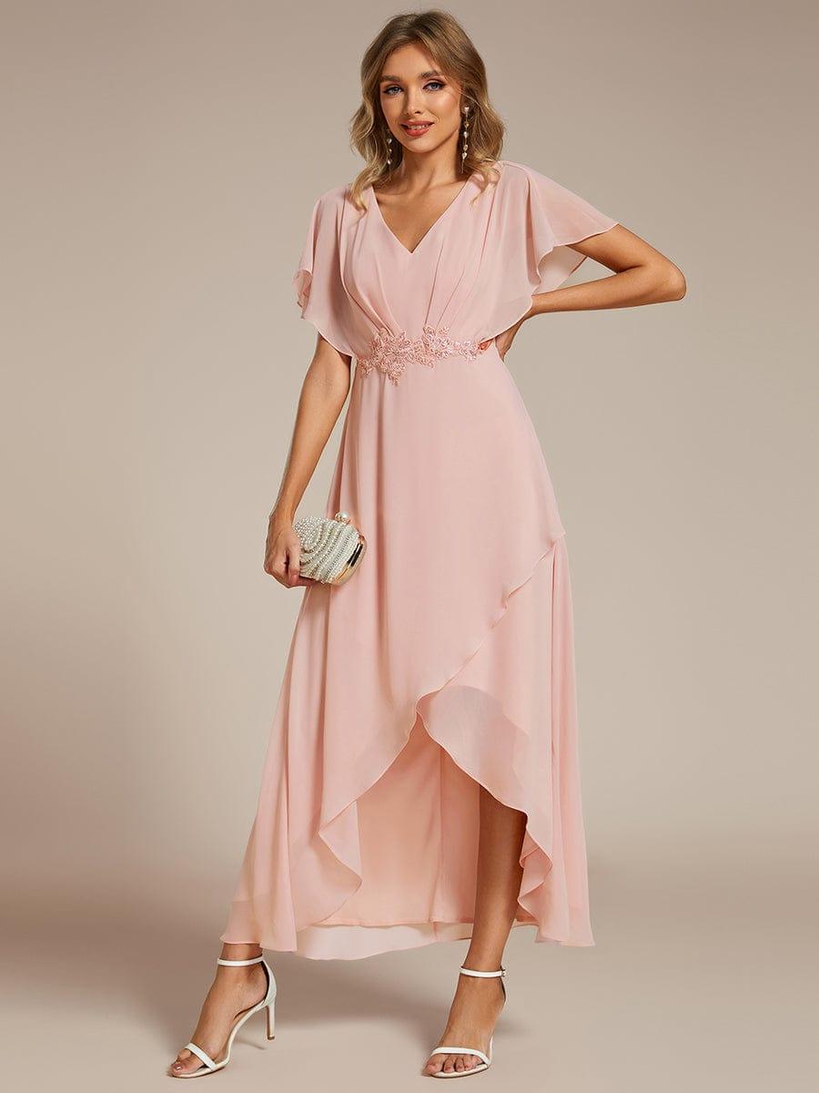 Elegant V-Neck Ruffled Chiffon Mother of the Bride Dress