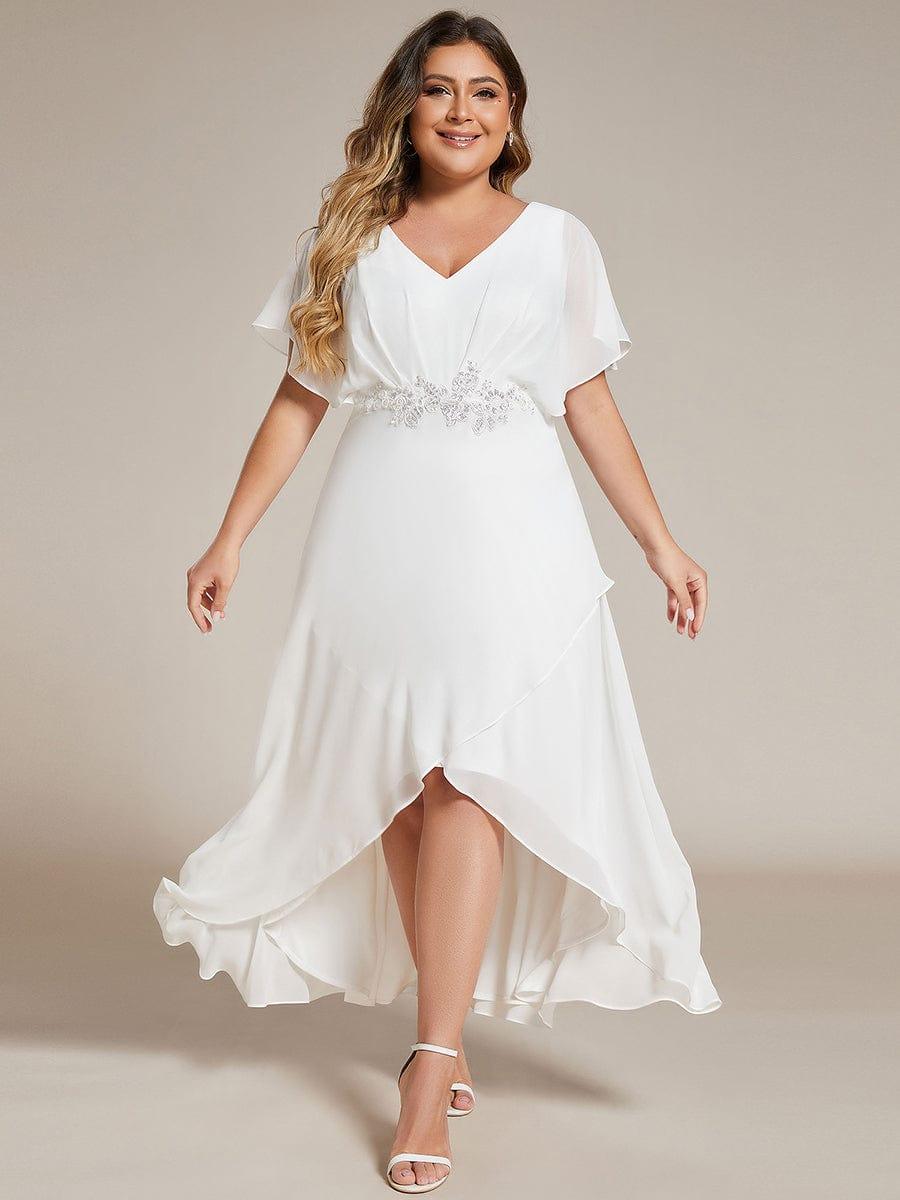 Elegant V-Neck Ruffled Chiffon Mother of the Bride Dress
