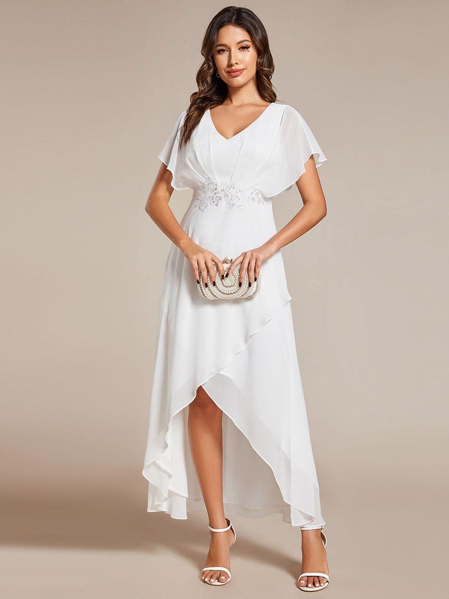 Elegant V-Neck Ruffled Chiffon Mother of the Bride Dress