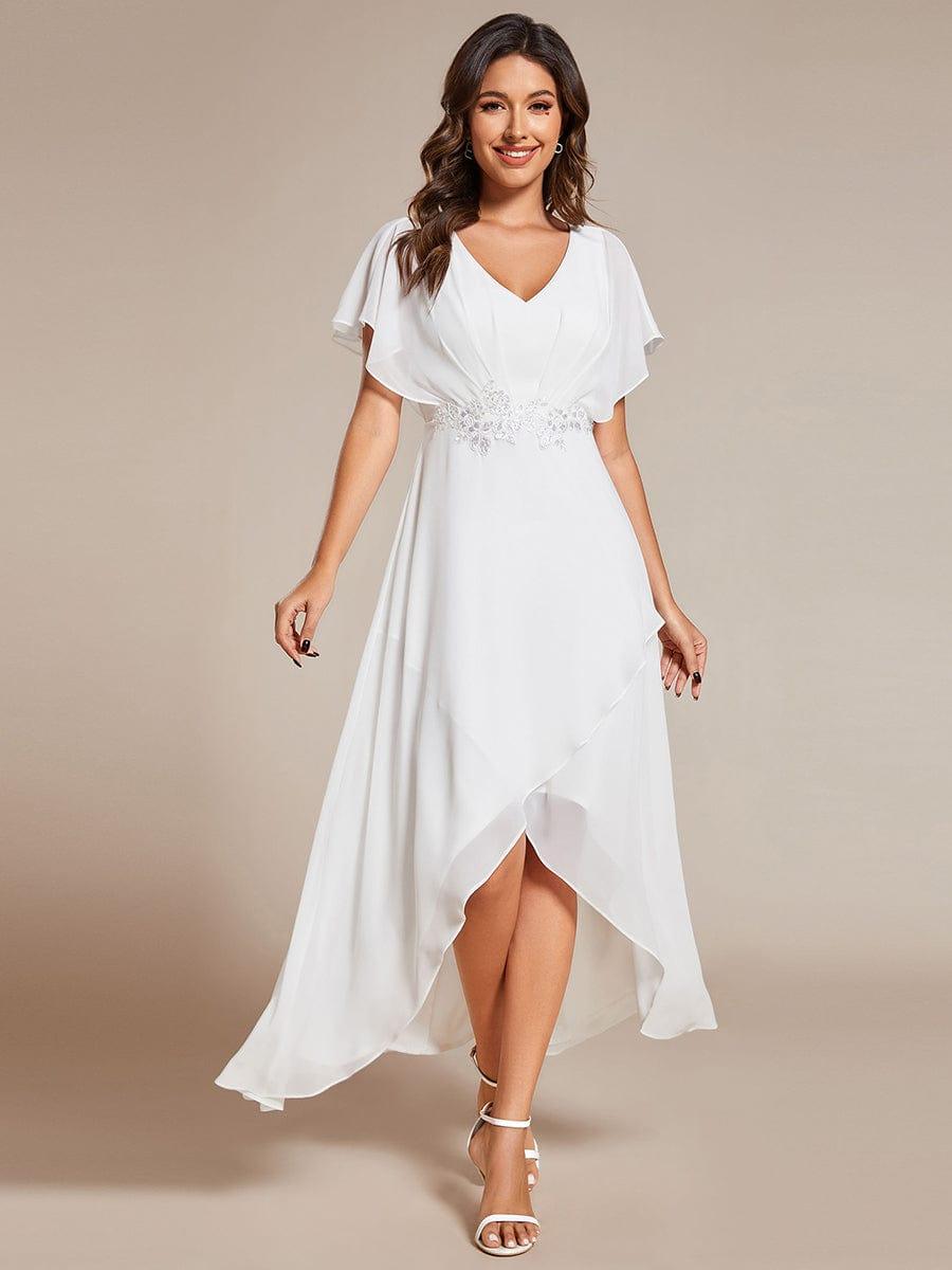 Elegant V-Neck Ruffled Chiffon Mother of the Bride Dress