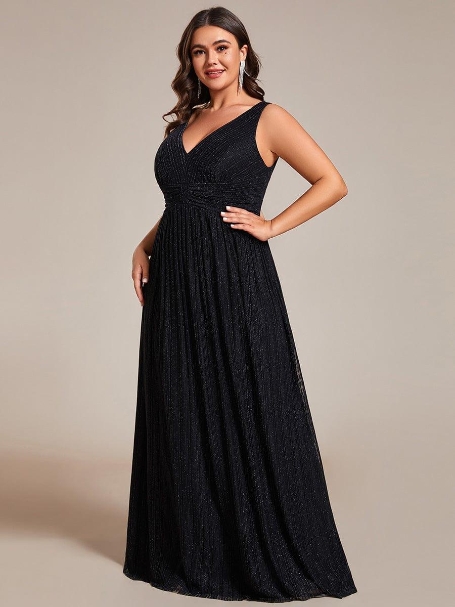 Plus Size V-Neck Empire Waist Long Formal Evening Dress