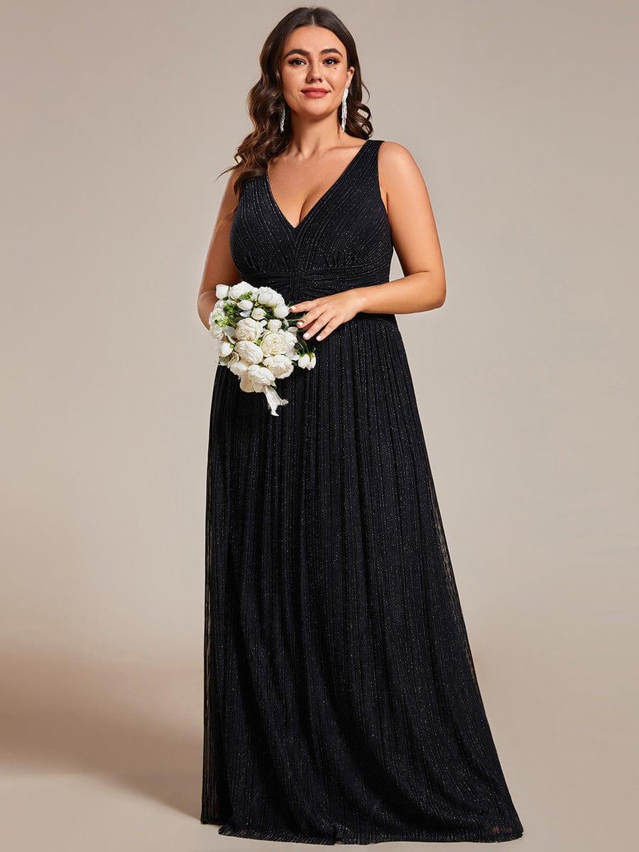 Plus Size V-Neck Empire Waist Long Formal Evening Dress