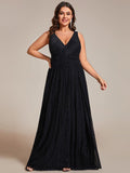 Plus Size V-Neck Empire Waist Long Formal Evening Dress
