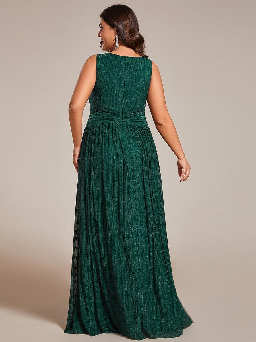 Plus Size V-Neck Empire Waist Long Formal Evening Dress
