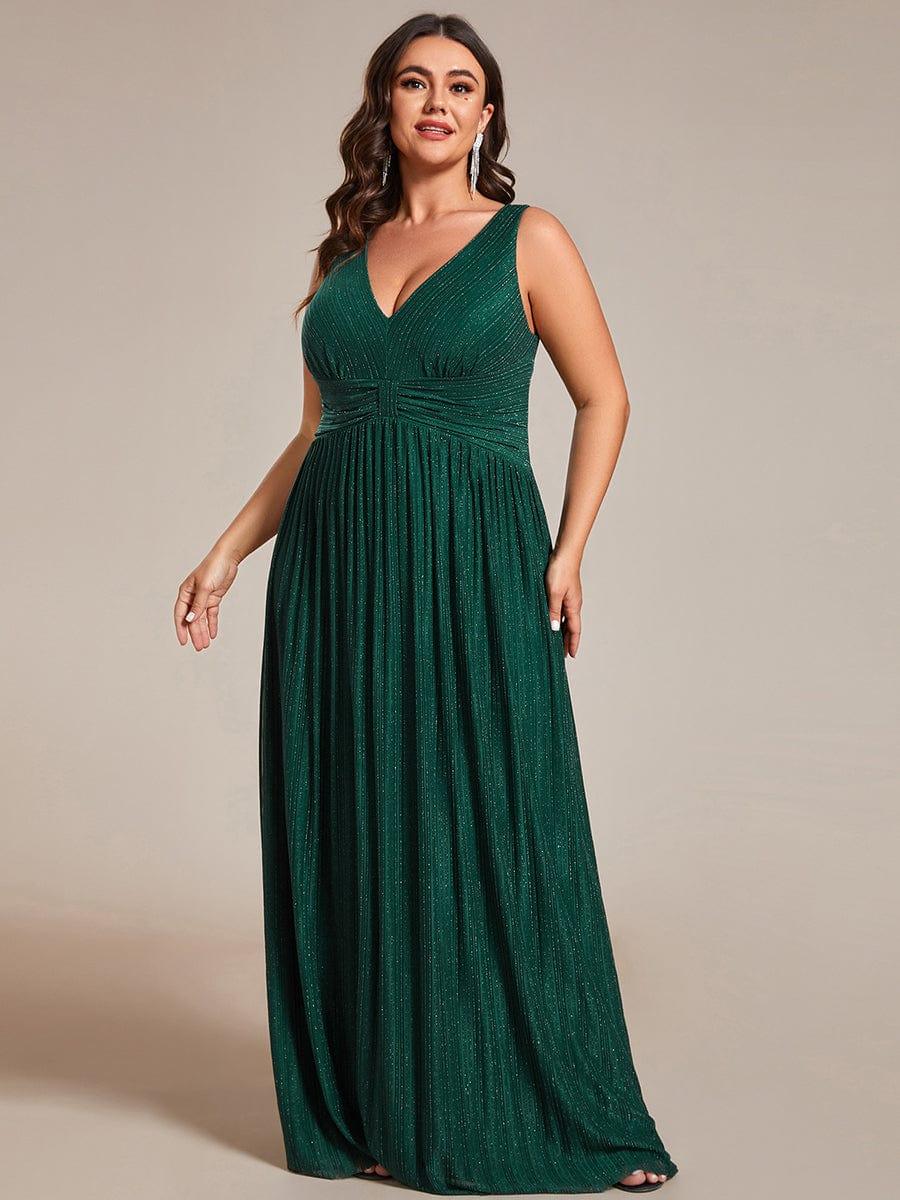Plus Size V-Neck Empire Waist Long Formal Evening Dress