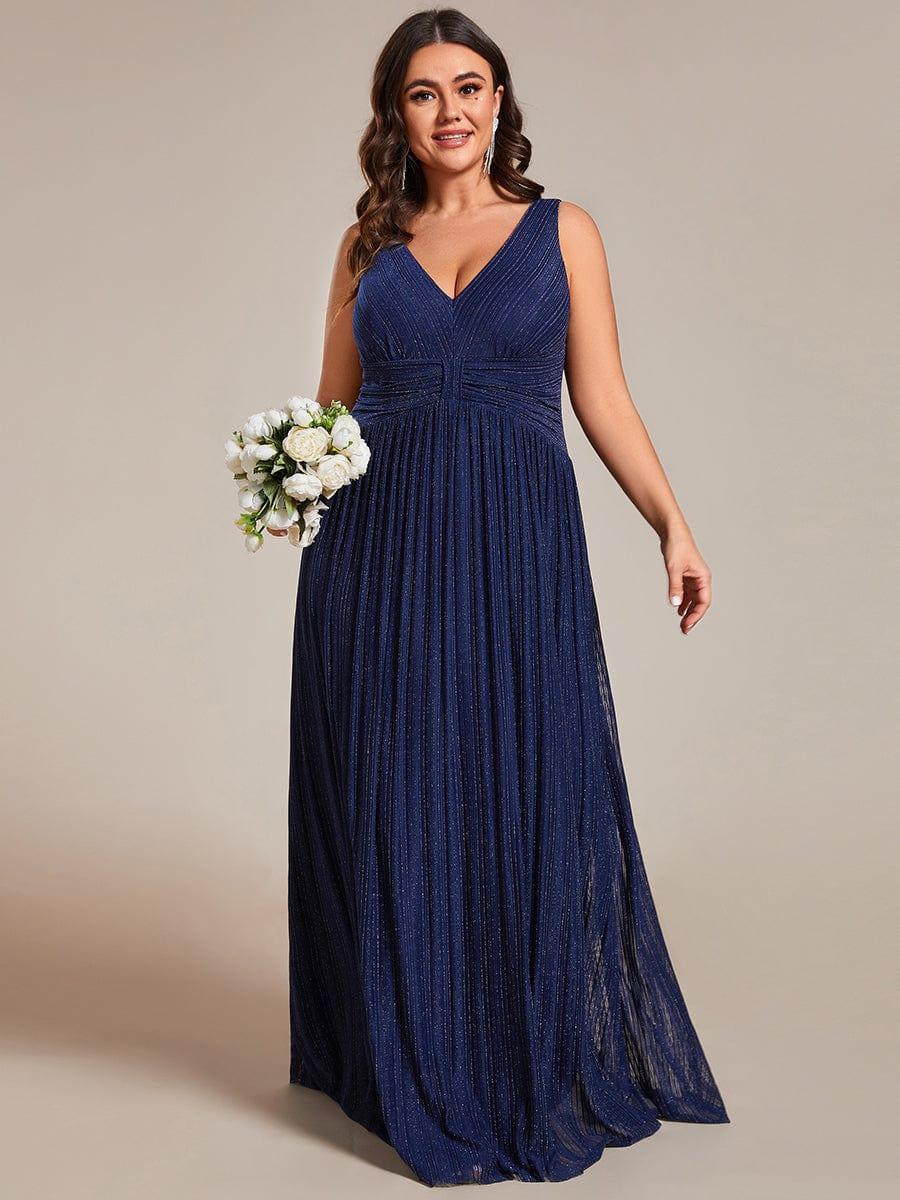 Plus Size V-Neck Empire Waist Long Formal Evening Dress