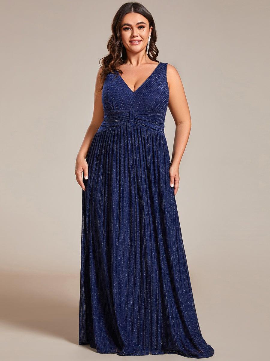 Plus Size V-Neck Empire Waist Long Formal Evening Dress