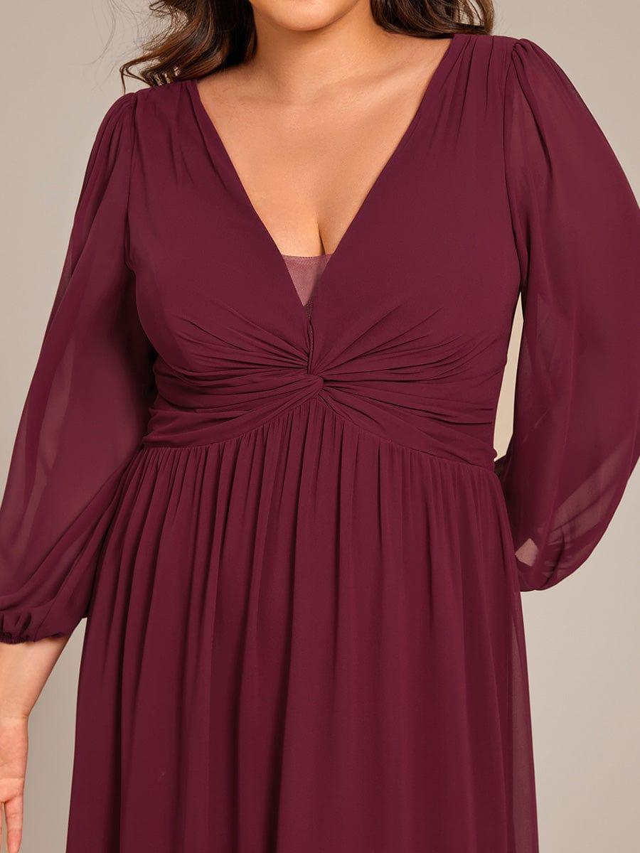 Elegant Chiffon Pleated A-Line Formal Dress with Long Sleeves
