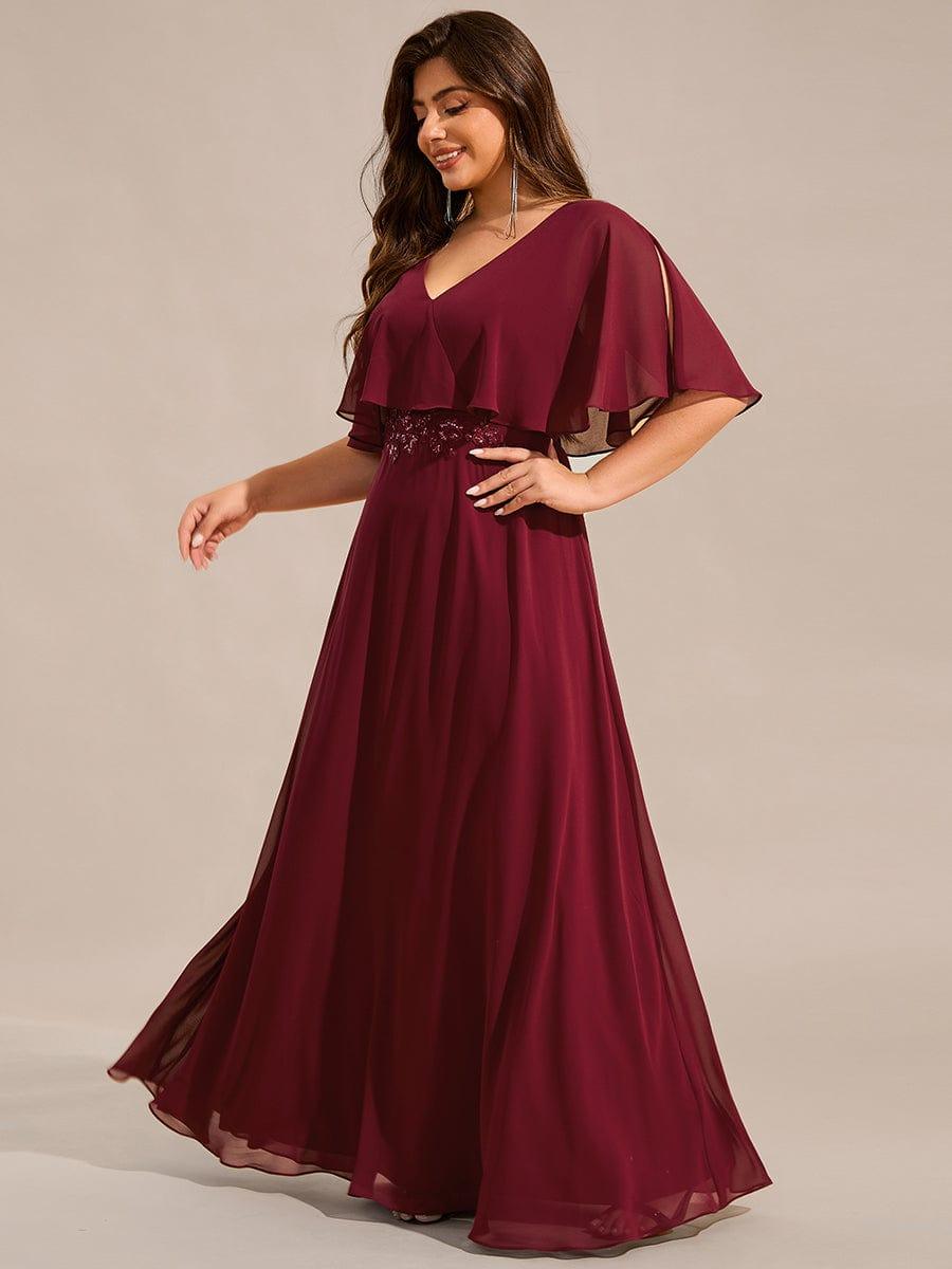 Plus Size Chiffon Batwing Sleeves A-Line Formal Dress