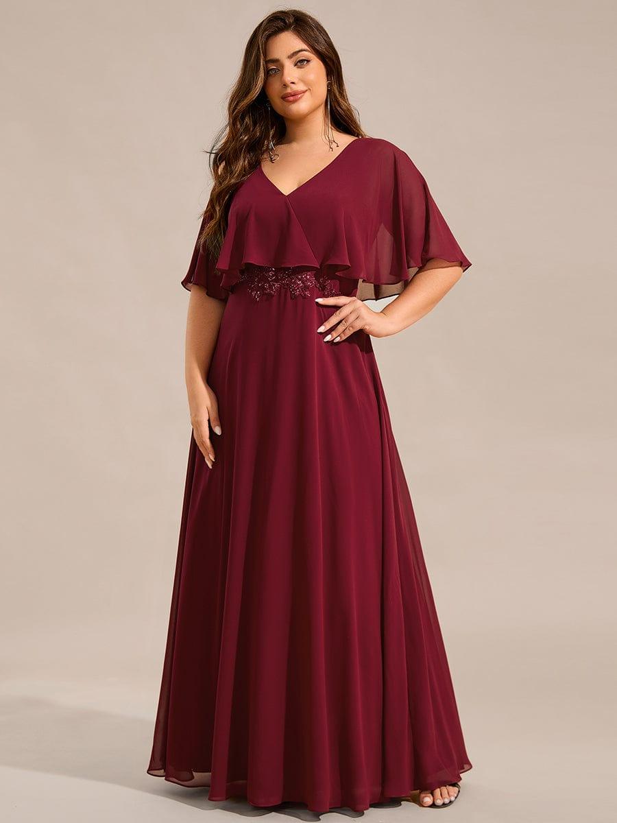 Plus Size Chiffon Batwing Sleeves A-Line Formal Dress
