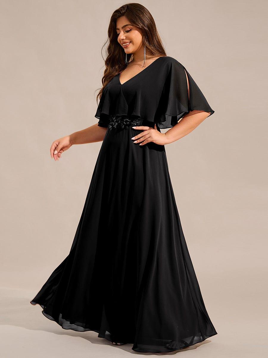 Plus Size Chiffon Batwing Sleeves A-Line Formal Dress
