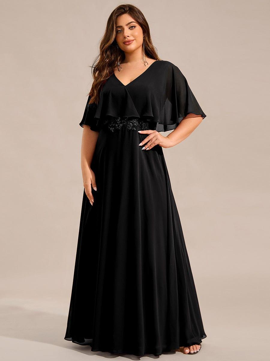 Plus Size Chiffon Batwing Sleeves A-Line Formal Dress
