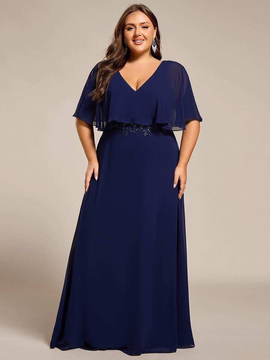 Plus Size Chiffon Batwing Sleeves A-Line Formal Dress