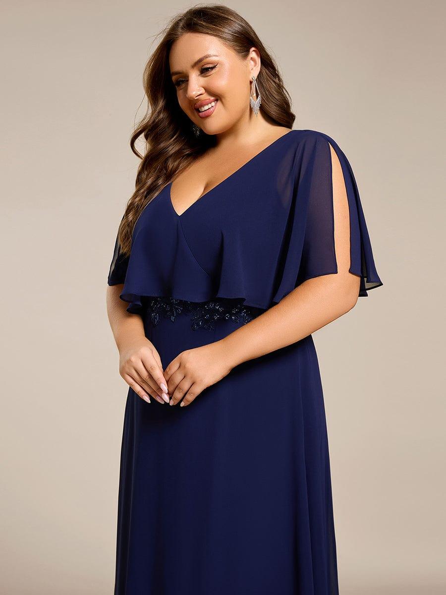 Plus Size Chiffon Batwing Sleeves A-Line Formal Dress