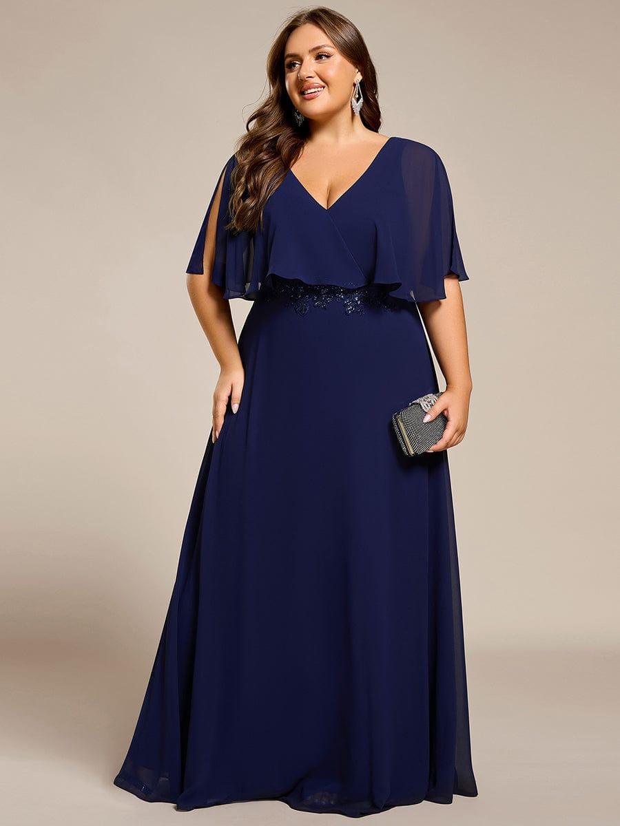 Plus Size Chiffon Batwing Sleeves A-Line Formal Dress
