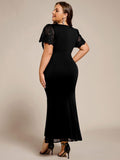 Plus Size V-Neck Pleated Bodycon Mermaid Formal Dress