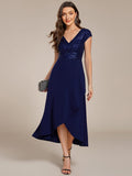 V-Neck Sequin Mermaid Formal Dress with Cap Sleeves