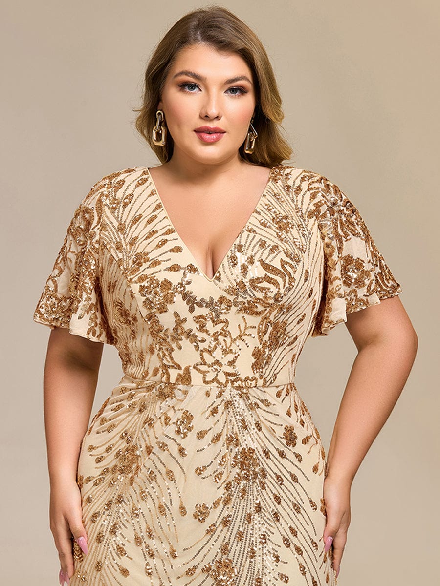 Glitter Sequin Applique Formal Wedding Guest Dress