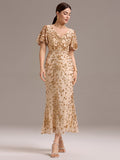 Glitter Sequin Applique Formal Wedding Guest Dress