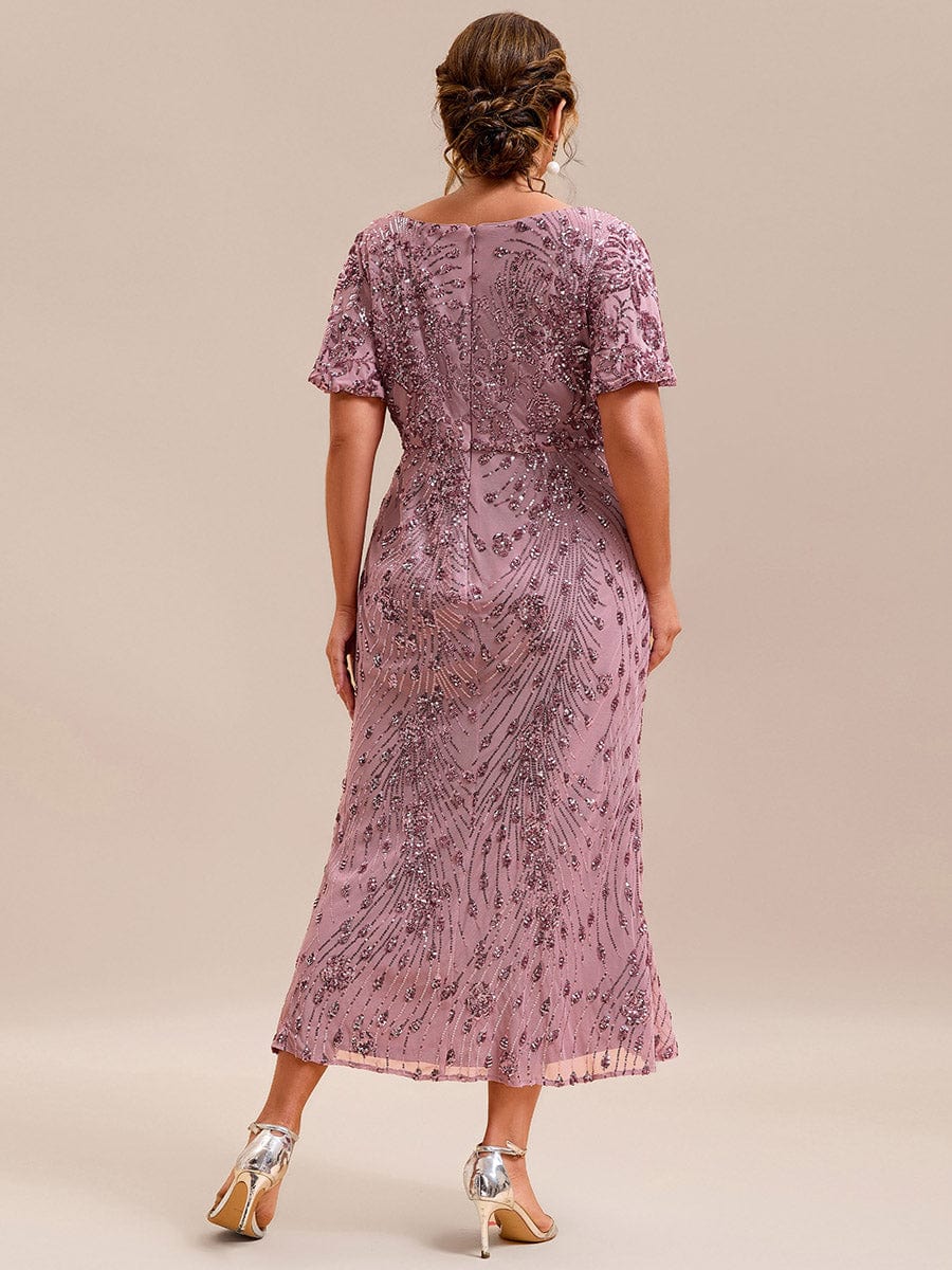 Glitter Sequin Applique Formal Wedding Guest Dress