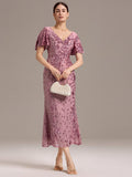 Glitter Sequin Applique Formal Wedding Guest Dress