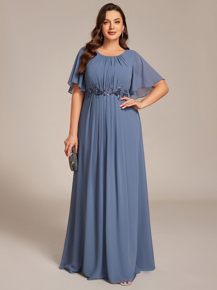 Burgundy Chiffon Formal Dress with Embroidered Waist