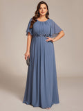Burgundy Chiffon Formal Dress with Embroidered Waist