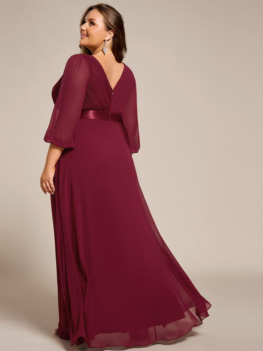 Plus Size V-Neck Empire Waist Chiffon Formal Evening Dress