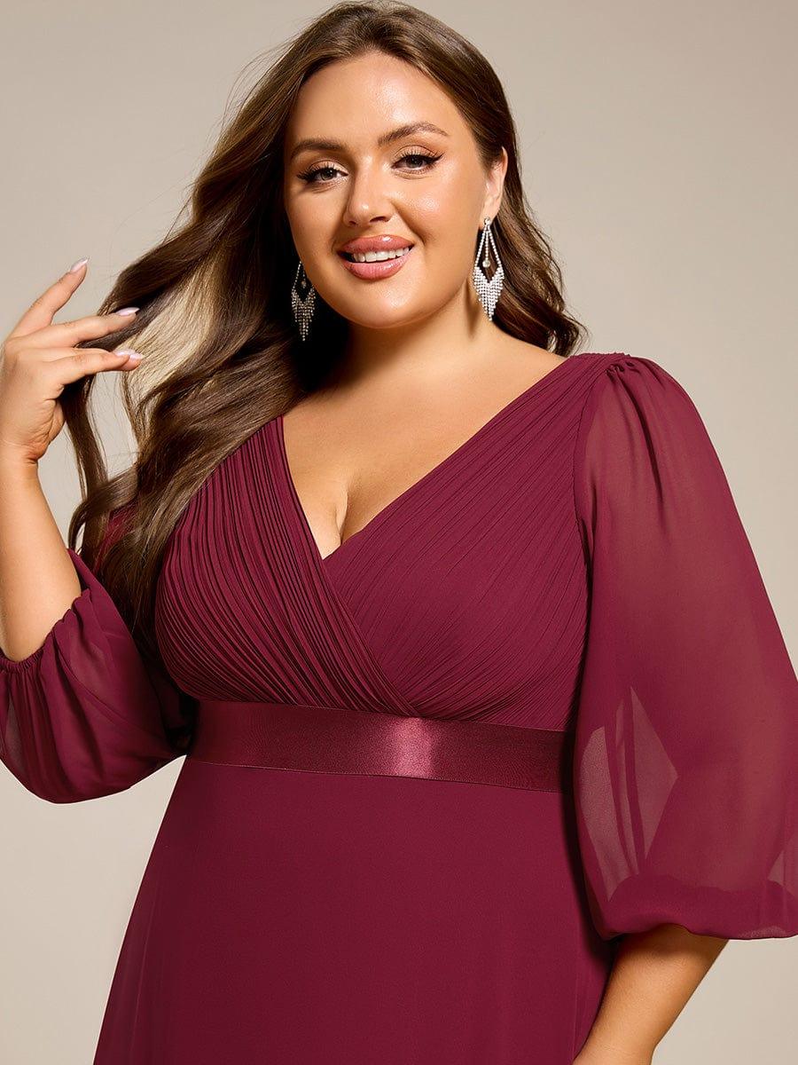 Plus Size V-Neck Empire Waist Chiffon Formal Evening Dress