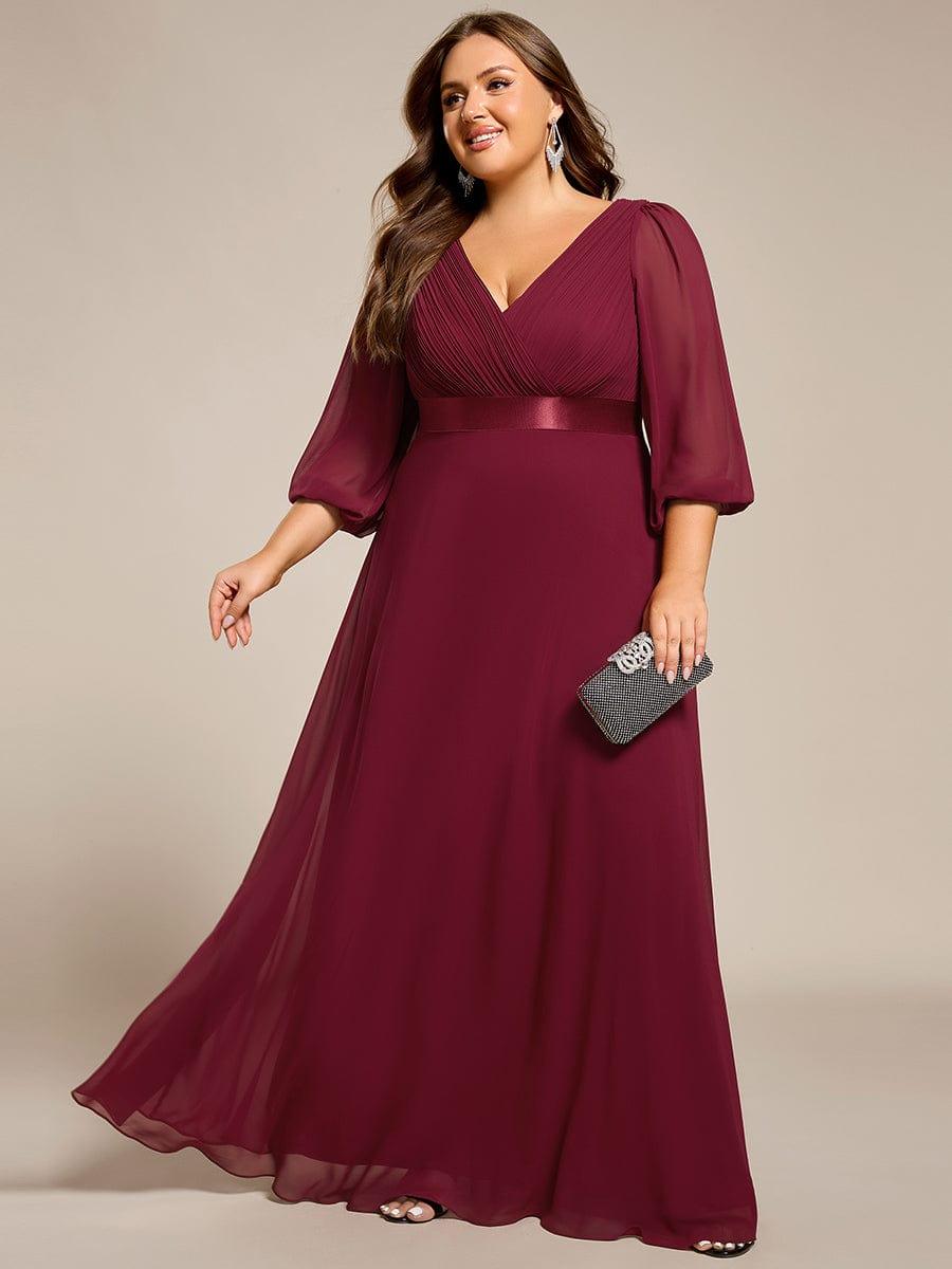 Plus Size V-Neck Empire Waist Chiffon Formal Evening Dress