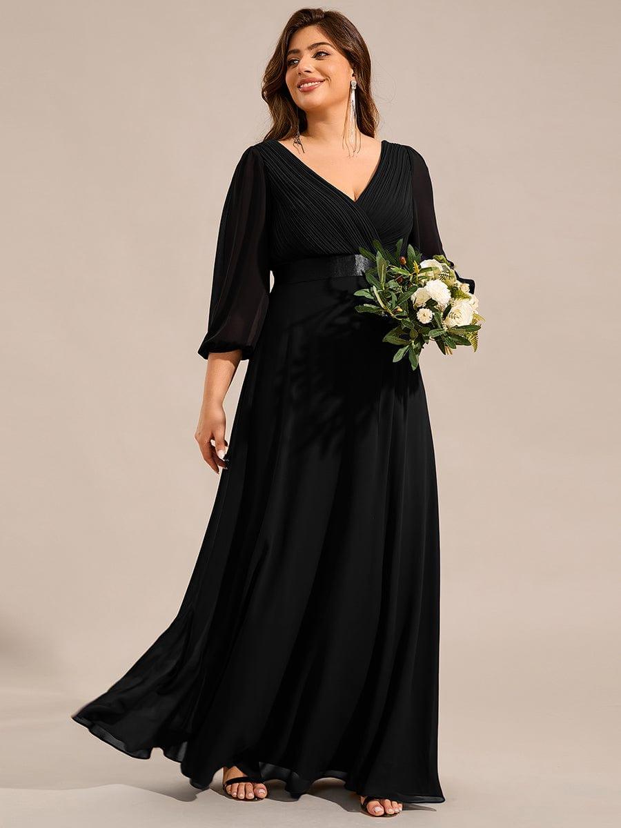 Plus Size V-Neck Empire Waist Chiffon Formal Evening Dress